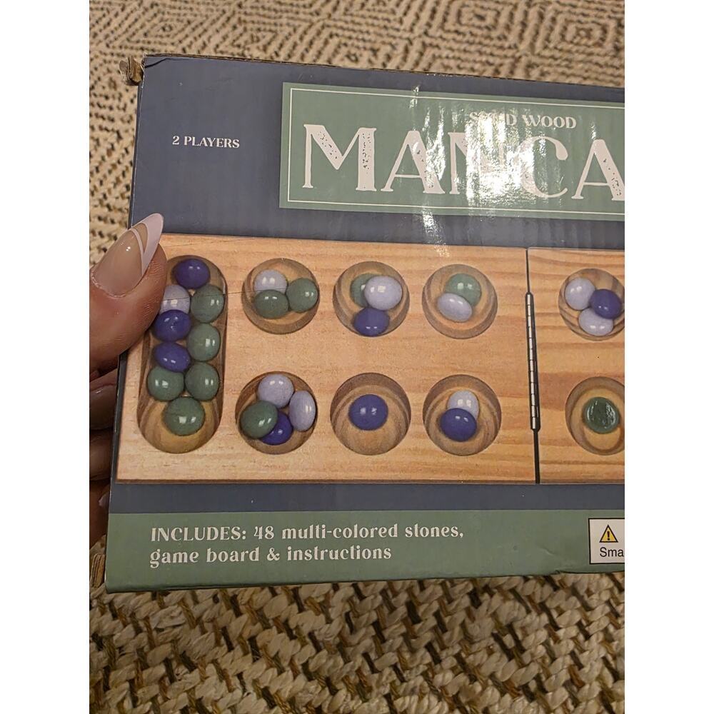Solid Wood Mancala Board Game 2005 Target 30 Stones - Picture 7 of 16